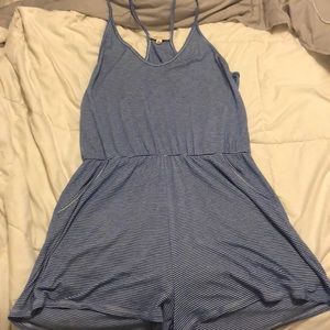 Blue striped romper